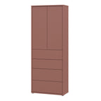 Alyson Tall Storage Cabinet with Push-to-Open Doors & 4 Drawers in Terracotta