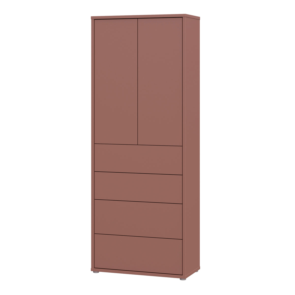 Alyson Tall Storage Cabinet with Push-to-Open Doors & 4 Drawers in Terracotta