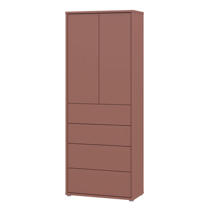 Alyson Tall Storage Cabinet with Push-to-Open Doors & 4 Drawers in Terracotta