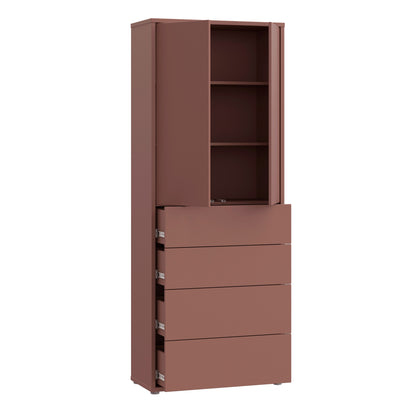 Alyson Tall Storage Cabinet with Push-to-Open Doors & 4 Drawers in Terracotta