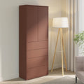 Alyson Tall Storage Cabinet with Push-to-Open Doors & 4 Drawers in Terracotta