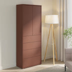 Alyson Tall Storage Cabinet with Push-to-Open Doors & 4 Drawers in Terracotta