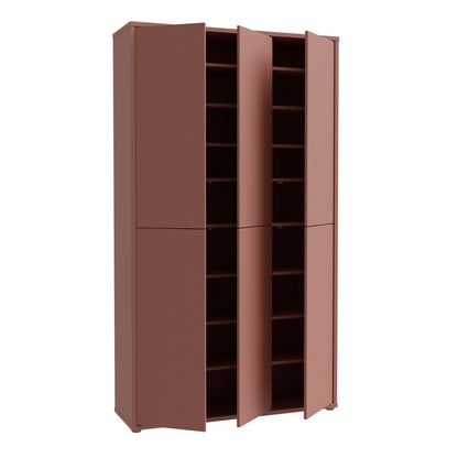 Alyson Tall Shoe Cabinet with 6 Doors Push-to-Open in Terracotta