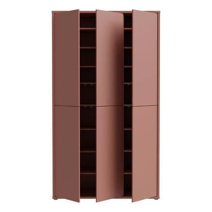 Alyson Tall Shoe Cabinet with 6 Doors Push-to-Open in Terracotta