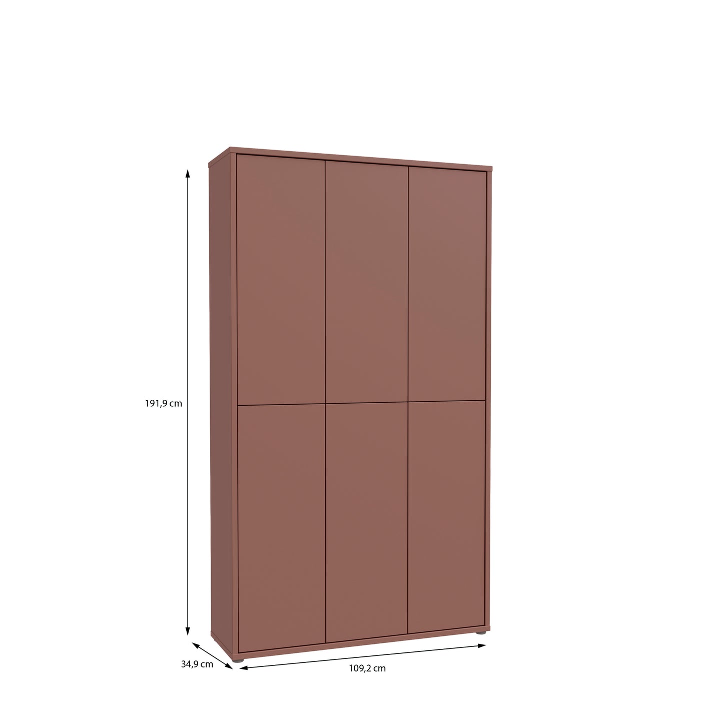 Alyson Tall Shoe Cabinet with 6 Doors Push-to-Open in Terracotta