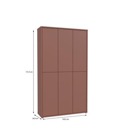 Alyson Tall Shoe Cabinet with 6 Doors Push-to-Open in Terracotta