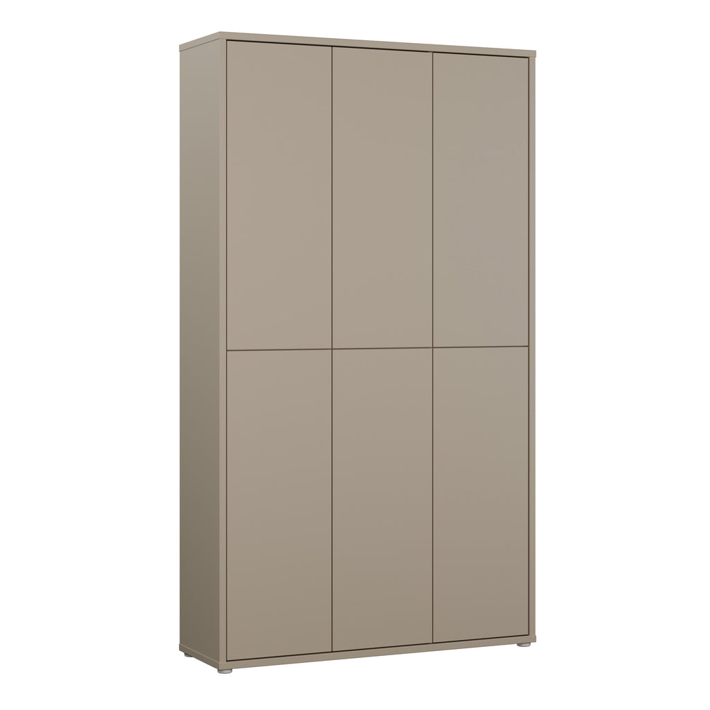 Alyson Tall Shoe Cabinet with 6 Doors Push-to-Open in Taupe