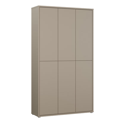 Alyson Tall Shoe Cabinet with 6 Doors Push-to-Open in Taupe