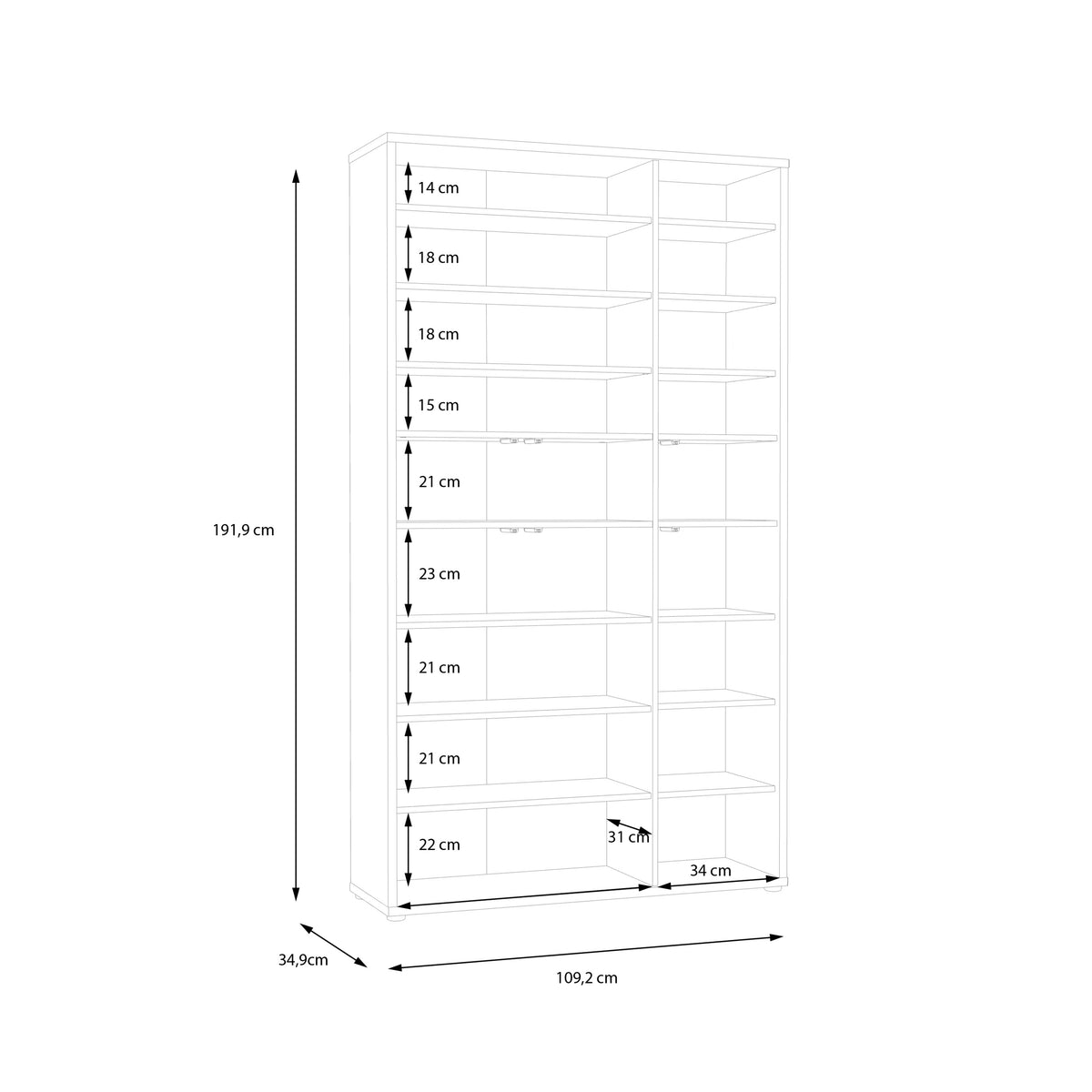 Alyson Tall Shoe Cabinet with 6 Doors Push-to-Open in Taupe