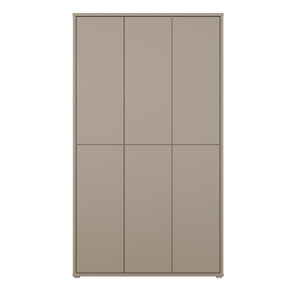 Alyson Tall Shoe Cabinet with 6 Doors Push-to-Open in Taupe