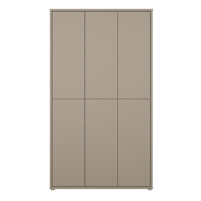 Alyson Tall Shoe Cabinet with 6 Doors Push-to-Open in Taupe