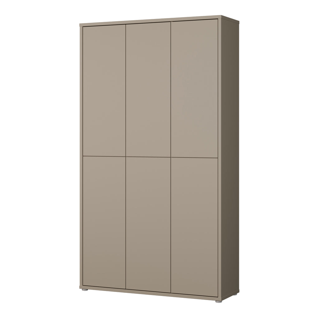 Alyson Tall Shoe Cabinet with 6 Doors Push-to-Open in Taupe