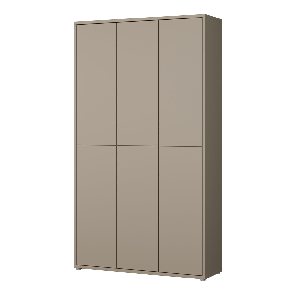 Alyson Tall Shoe Cabinet with 6 Doors Push-to-Open in Taupe