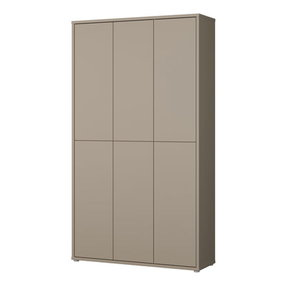 Alyson Tall Shoe Cabinet with 6 Doors Push-to-Open in Taupe