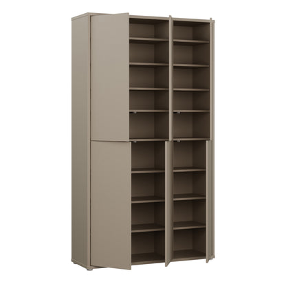 Alyson Tall Shoe Cabinet with 6 Doors Push-to-Open in Taupe