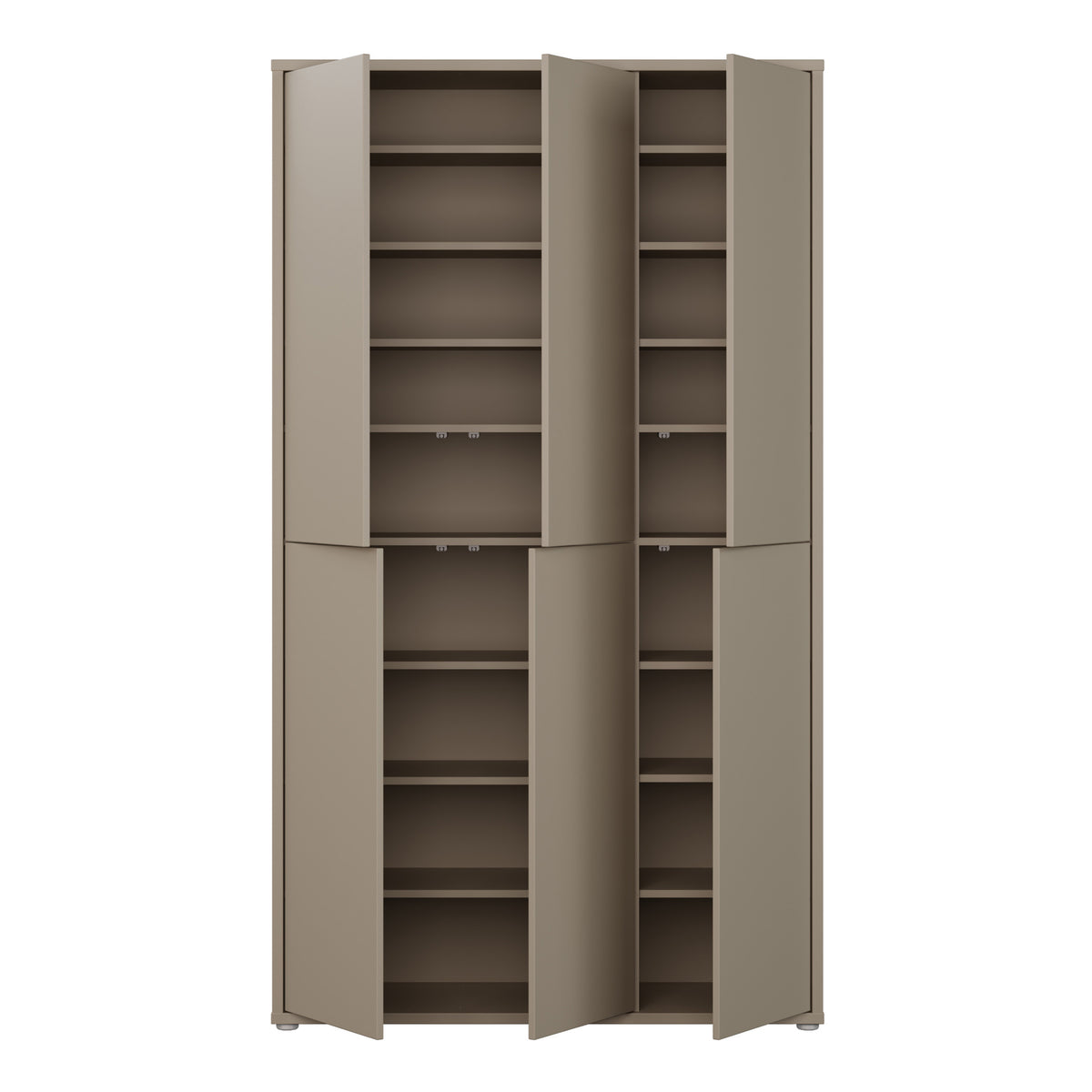 Alyson Tall Shoe Cabinet with 6 Doors Push-to-Open in Taupe