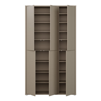 Alyson Tall Shoe Cabinet with 6 Doors Push-to-Open in Taupe