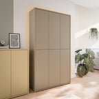 Alyson Tall Shoe Cabinet with 6 Doors Push-to-Open in Taupe