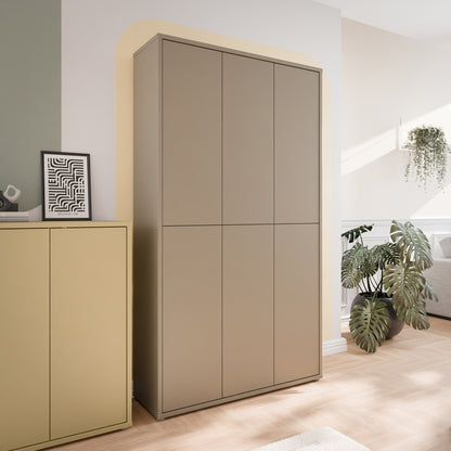 Alyson Tall Shoe Cabinet with 6 Doors Push-to-Open in Taupe