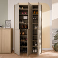 Alyson Tall Shoe Cabinet with 6 Doors Push-to-Open in Taupe