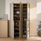 Alyson Tall Shoe Cabinet with 6 Doors Push-to-Open in Taupe