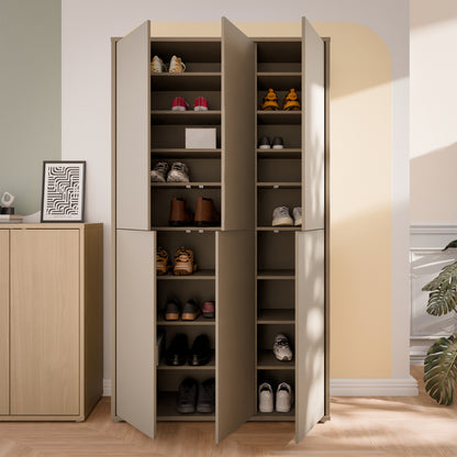 Alyson Tall Shoe Cabinet with 6 Doors Push-to-Open in Taupe