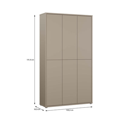 Alyson Tall Shoe Cabinet with 6 Doors Push-to-Open in Taupe
