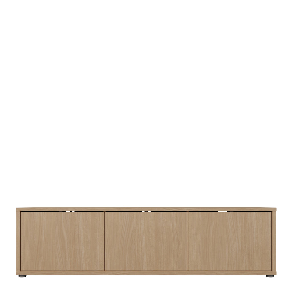 Alyson Wide TV Cabinet with 3 Doors Push-to-Open in Elegancia Oak