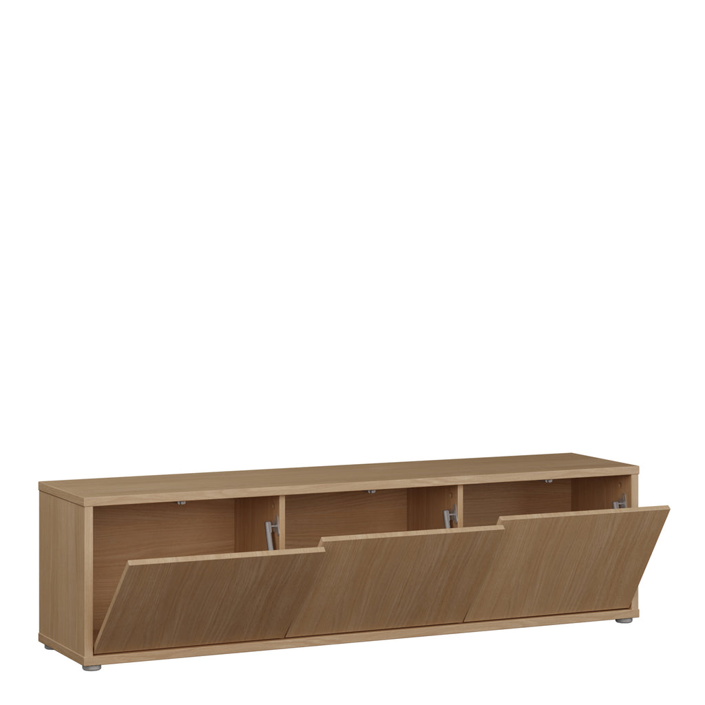 Alyson Wide TV Cabinet with 3 Doors Push-to-Open in Elegancia Oak