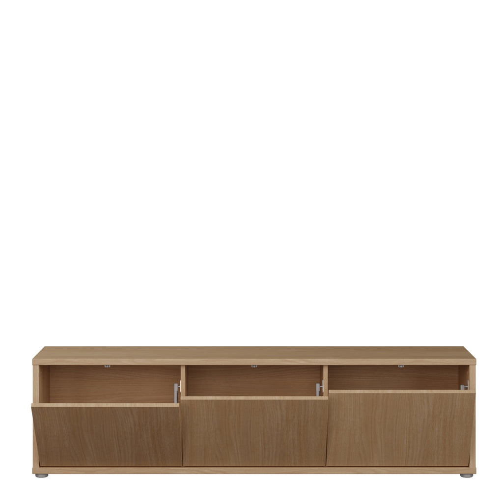 Alyson Wide TV Cabinet with 3 Doors Push-to-Open in Elegancia Oak