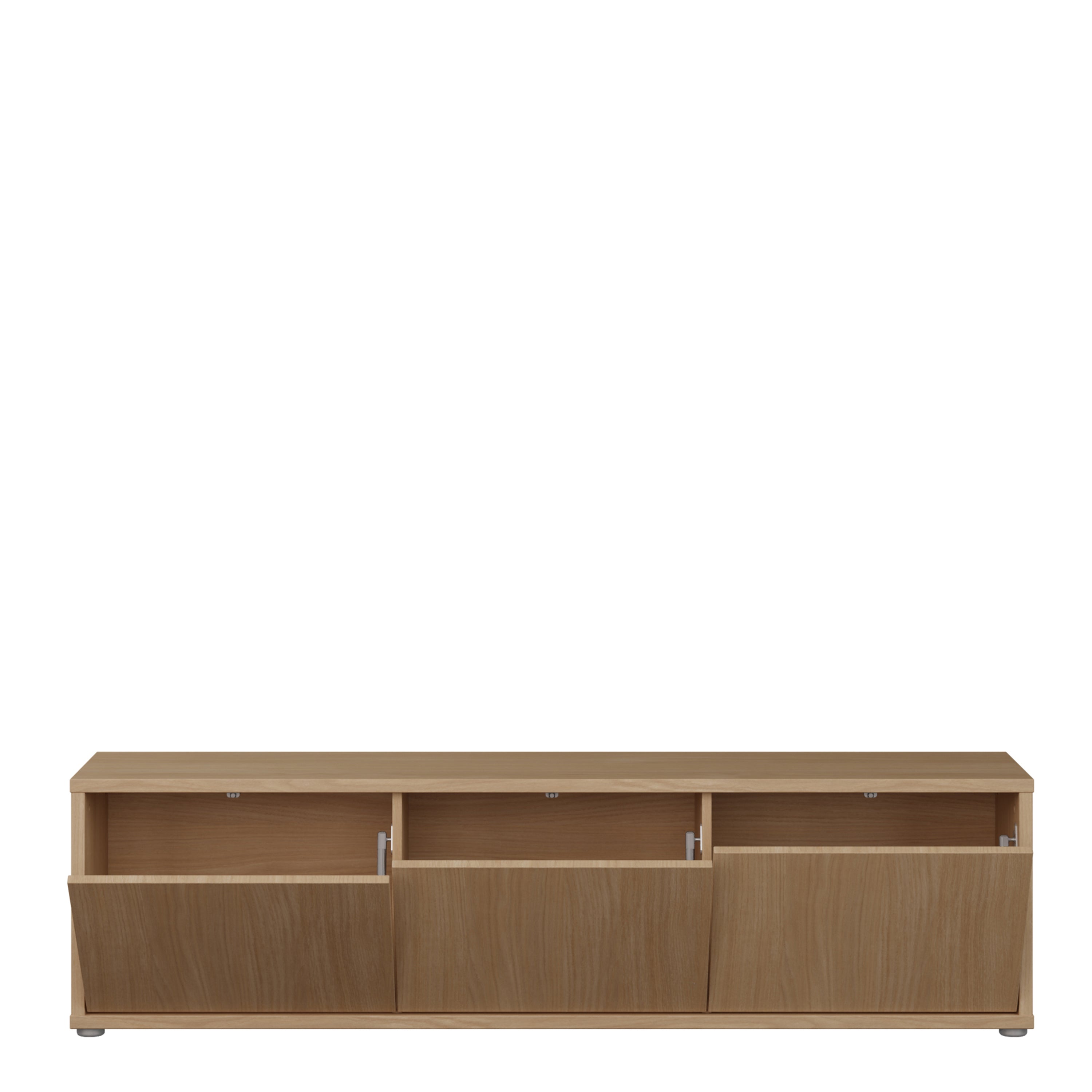 Alyson Wide TV Cabinet with 3 Doors Push-to-Open in Elegancia Oak