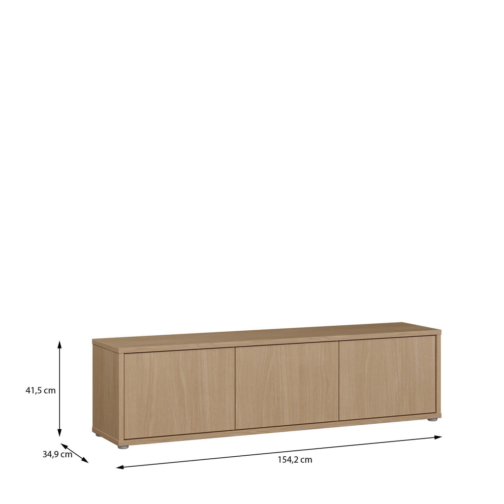 Alyson Wide TV Cabinet with 3 Doors Push-to-Open in Elegancia Oak