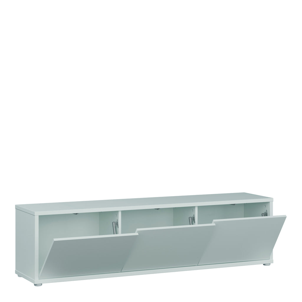 Alyson Wide TV Cabinet with 3 Doors Push-to-Open in Light Grey