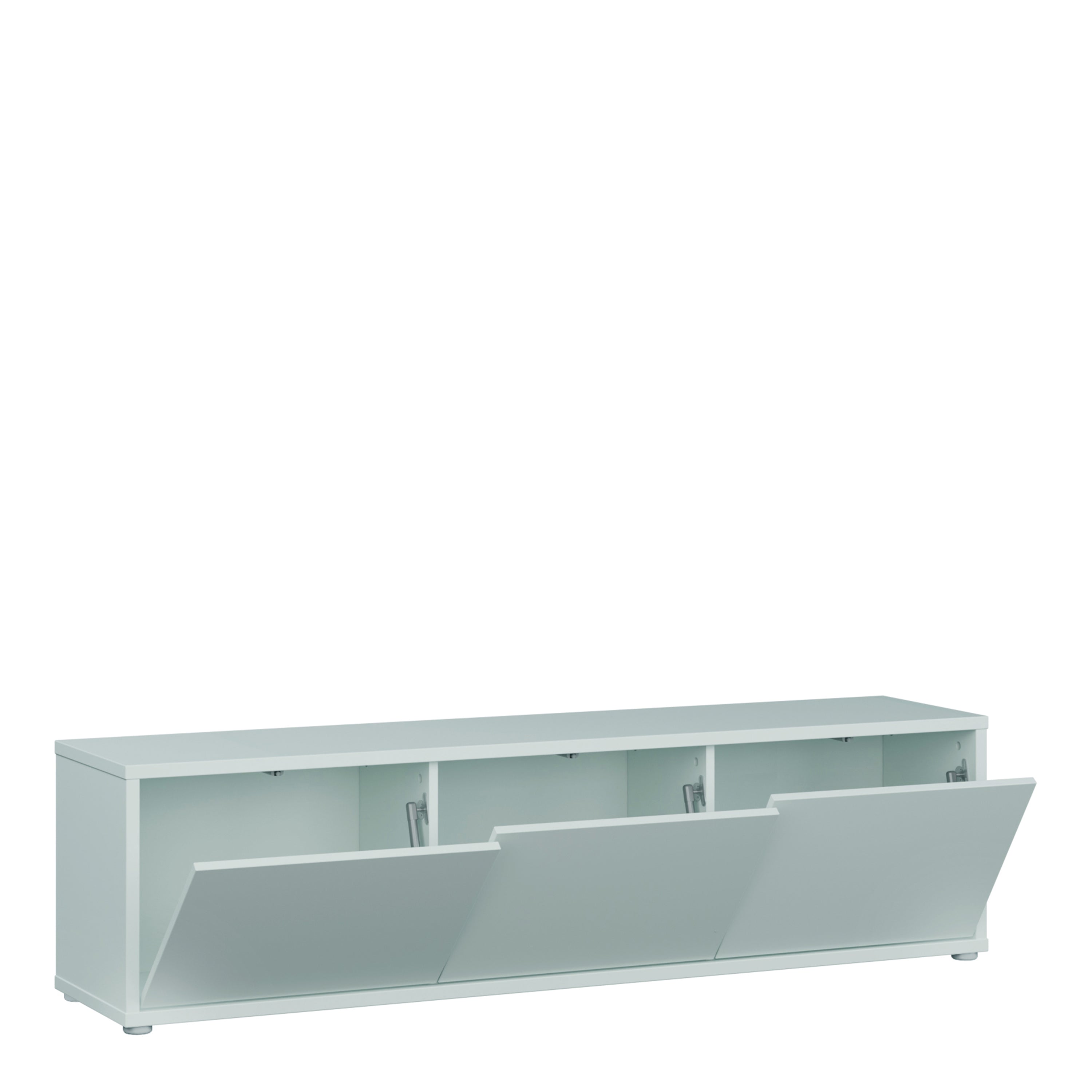Alyson Wide TV Cabinet with 3 Doors Push-to-Open in Light Grey