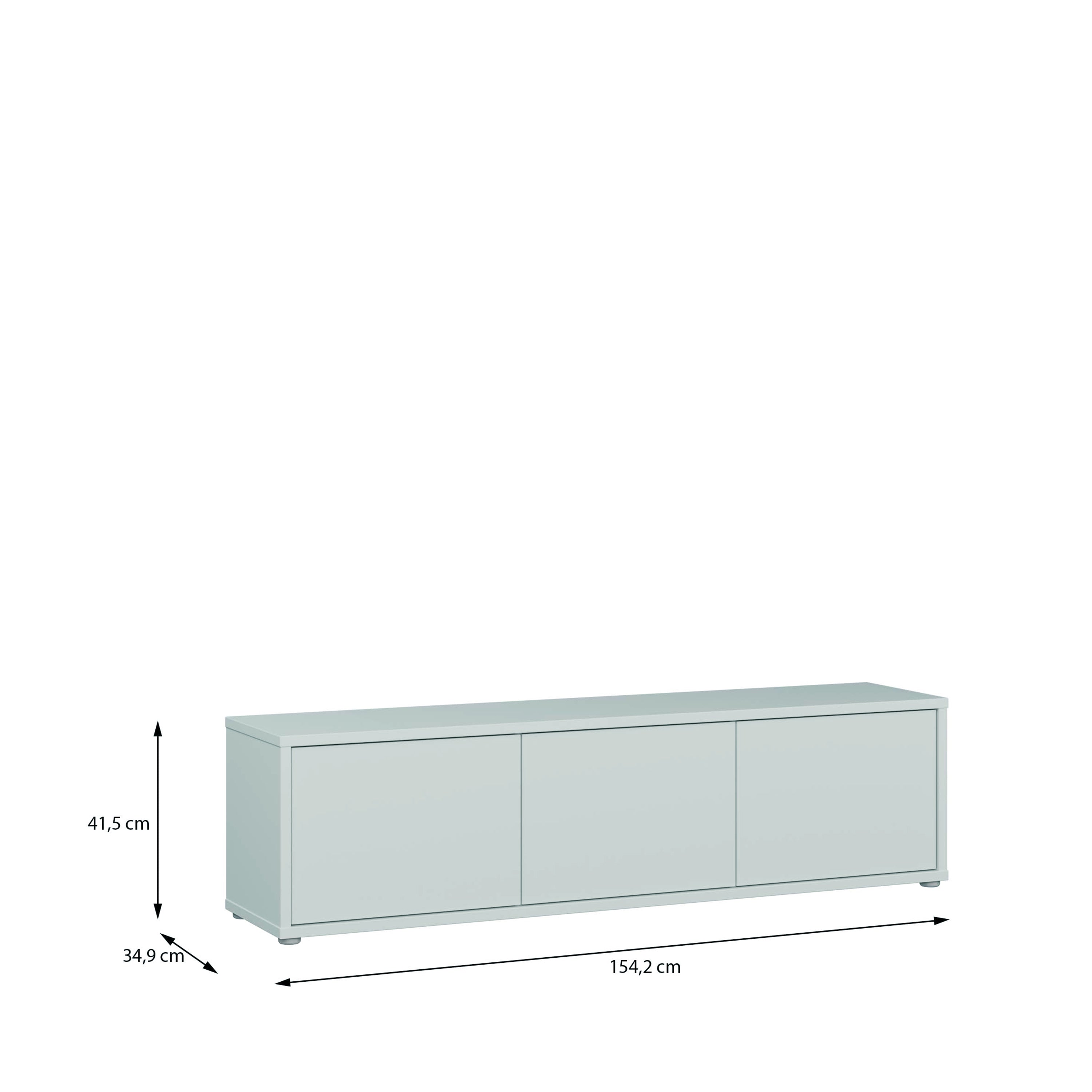 Alyson Wide TV Cabinet with 3 Doors Push-to-Open in Light Grey