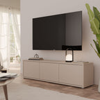 Alyson Wide TV Cabinet with 3 Doors Push-to-Open in Sand