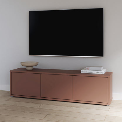 Alyson Wide TV Cabinet with 3 Doors Push-to-Open in Terracotta