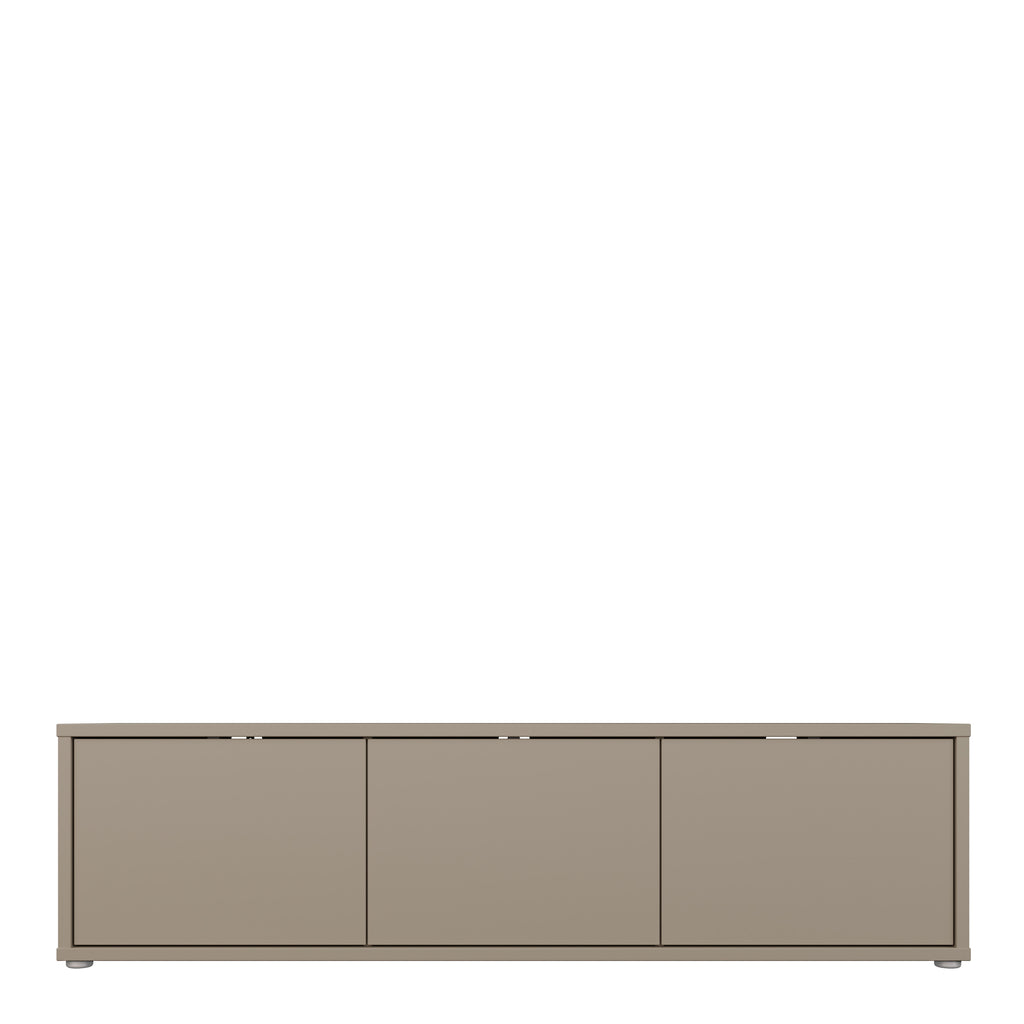 Alyson Wide TV Cabinet with 3 Doors Push-to-Open in Taupe