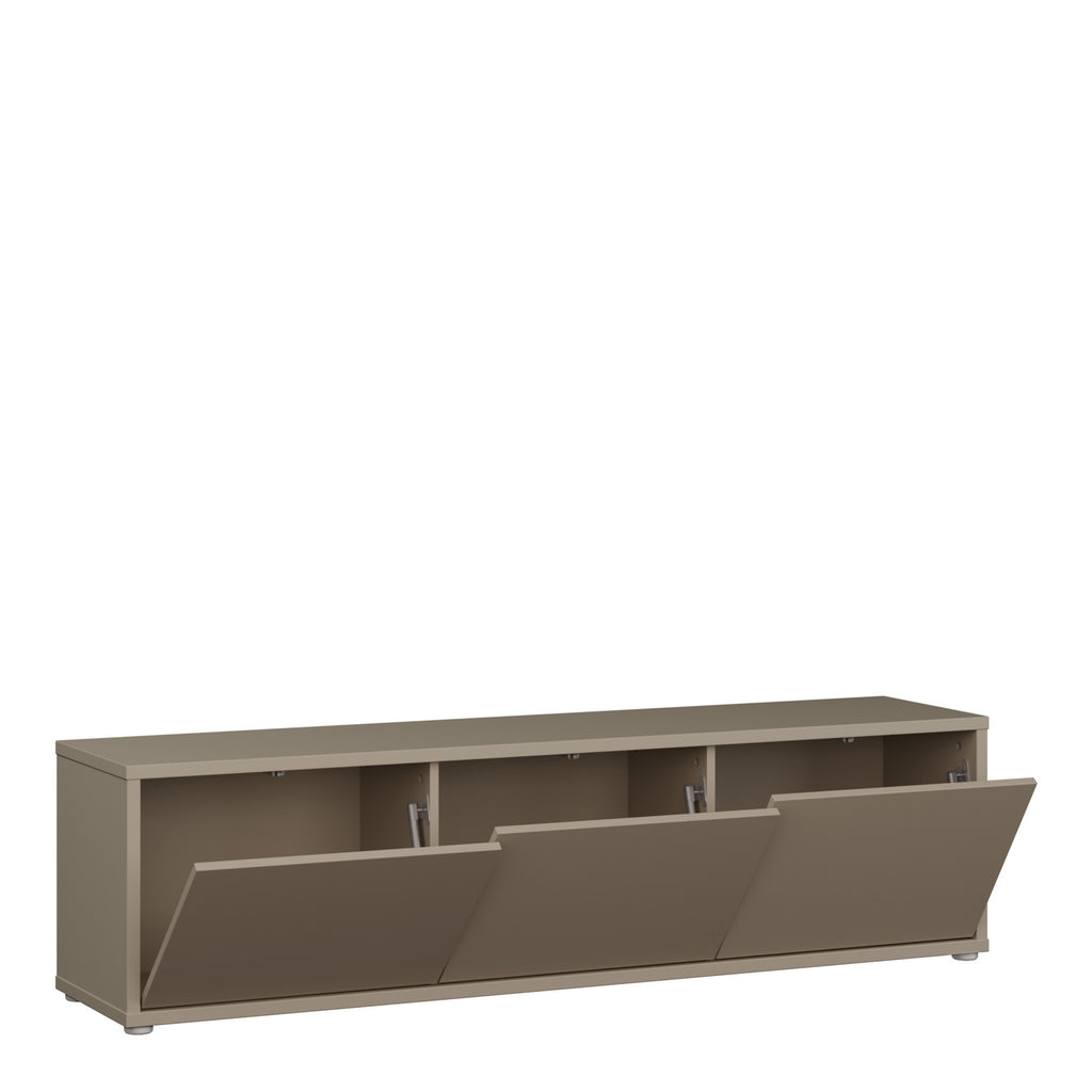 Alyson Wide TV Cabinet with 3 Doors Push-to-Open in Taupe