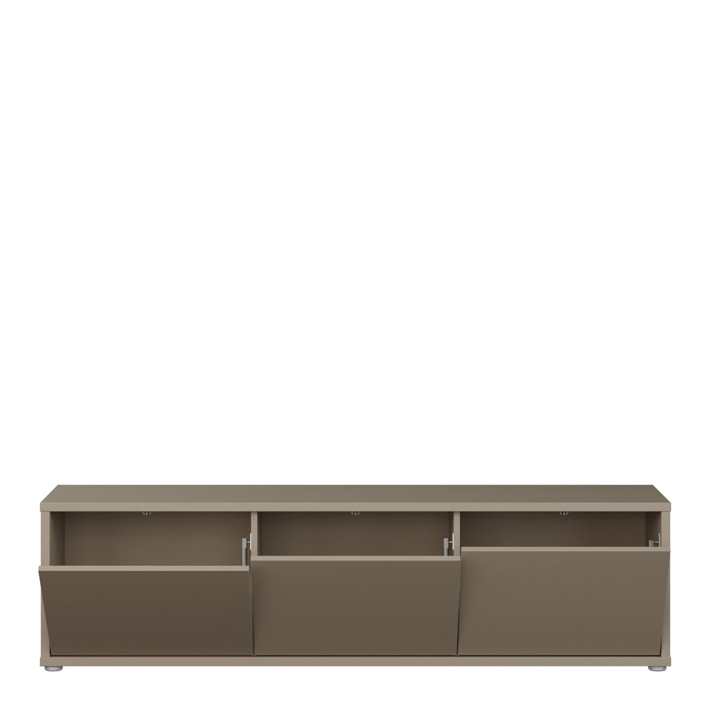 Alyson Wide TV Cabinet with 3 Doors Push-to-Open in Taupe