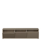 Alyson Wide TV Cabinet with 3 Doors Push-to-Open in Taupe