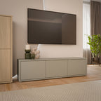 Alyson Wide TV Cabinet with 3 Doors Push-to-Open in Taupe