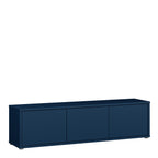 Alyson Wide TV Cabinet with 3 Doors Push-to-Open in Night Blue