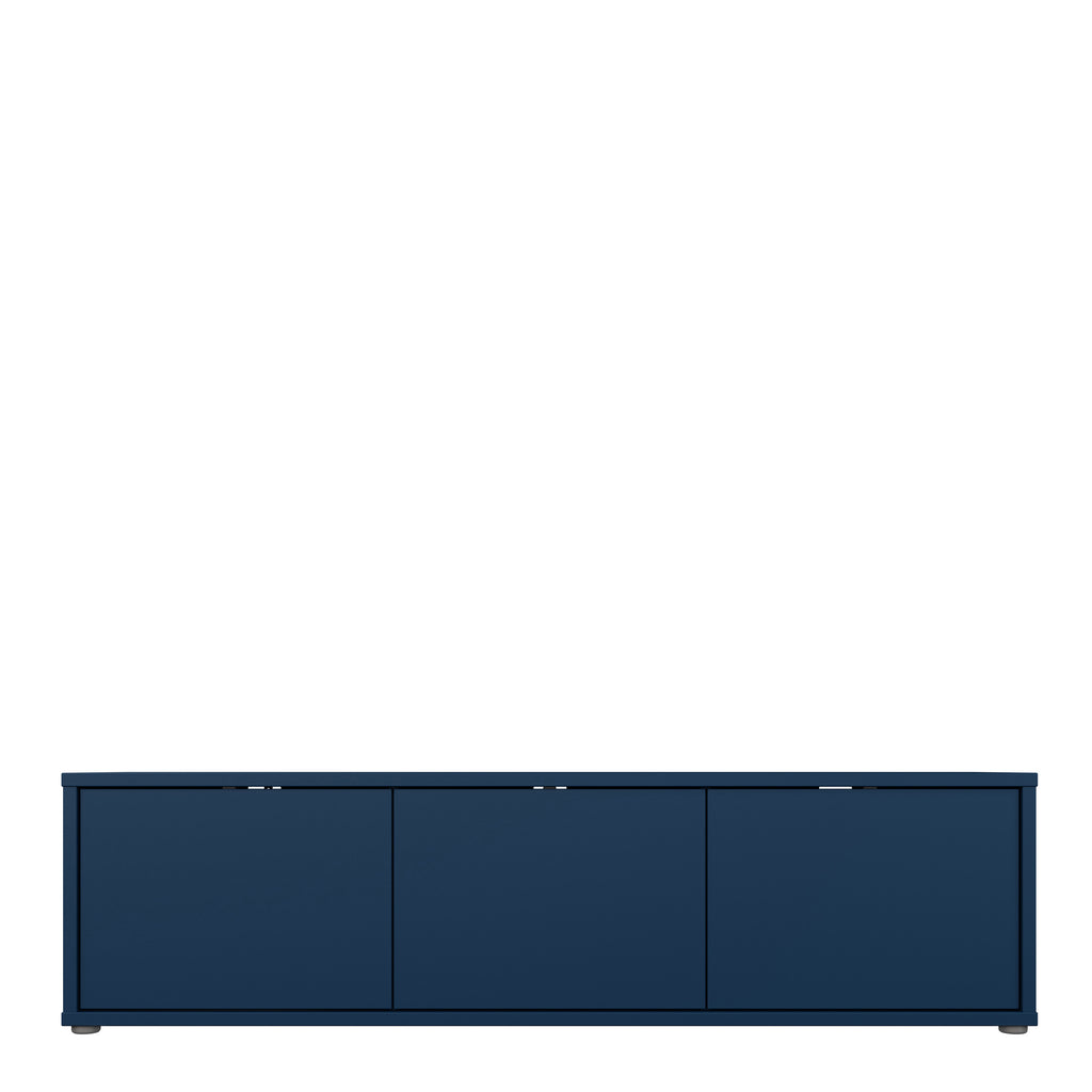 Alyson Wide TV Cabinet with 3 Doors Push-to-Open in Night Blue