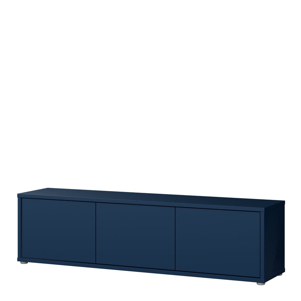 Alyson Wide TV Cabinet with 3 Doors Push-to-Open in Night Blue