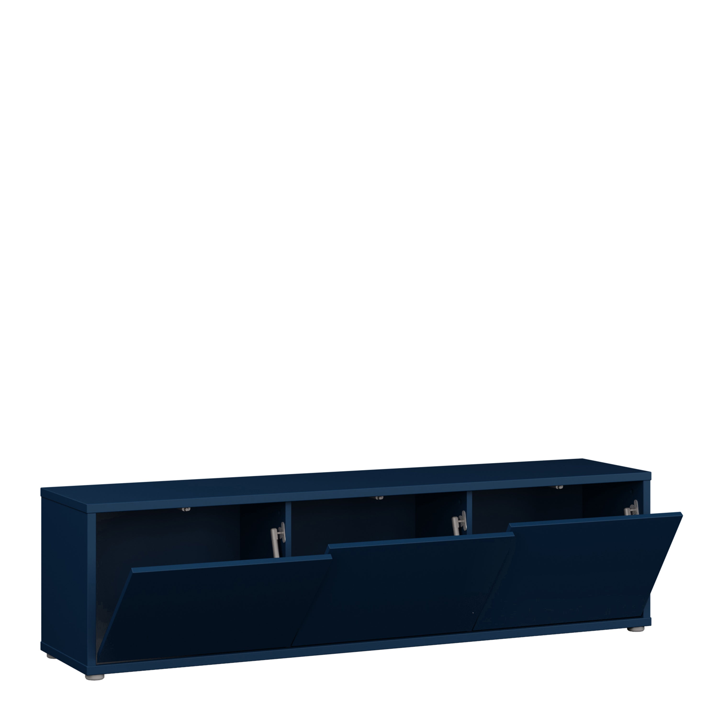 Alyson Wide TV Cabinet with 3 Doors Push-to-Open in Night Blue