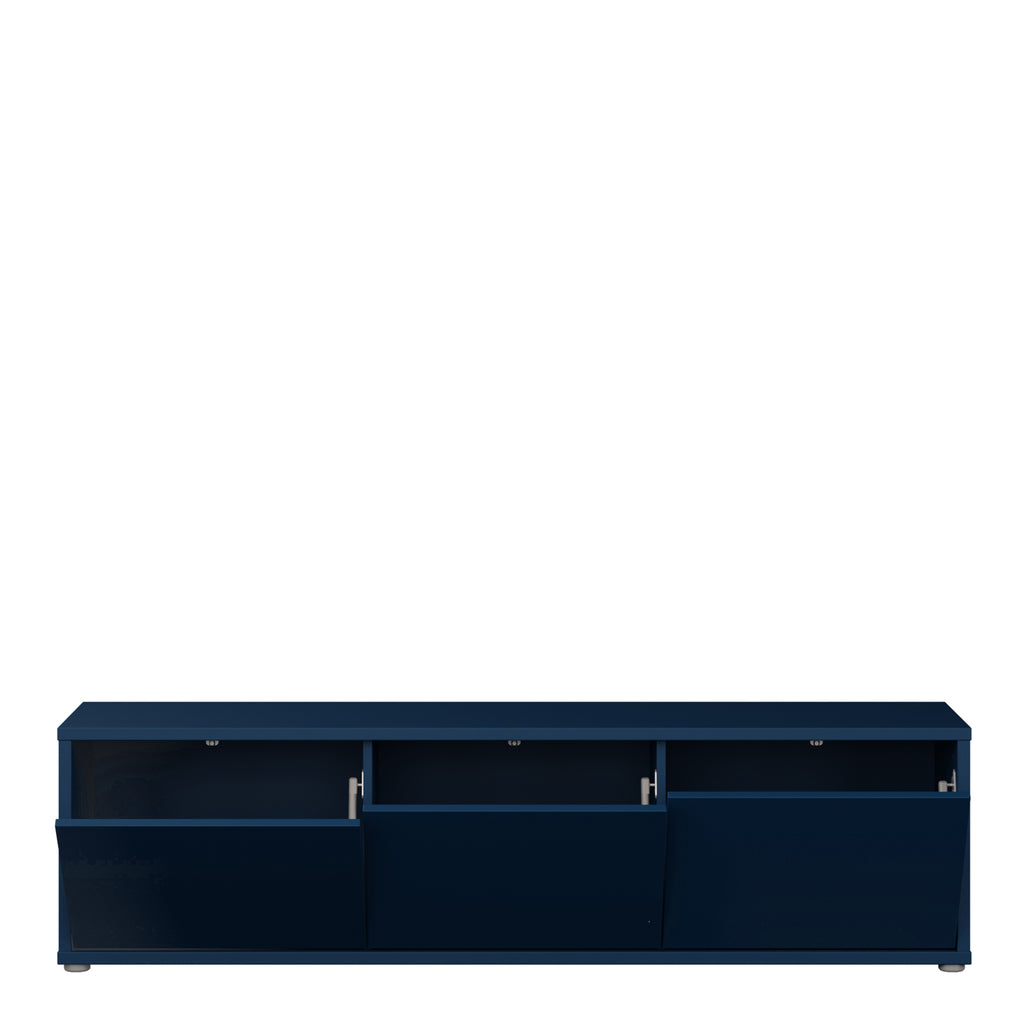 Alyson Wide TV Cabinet with 3 Doors Push-to-Open in Night Blue