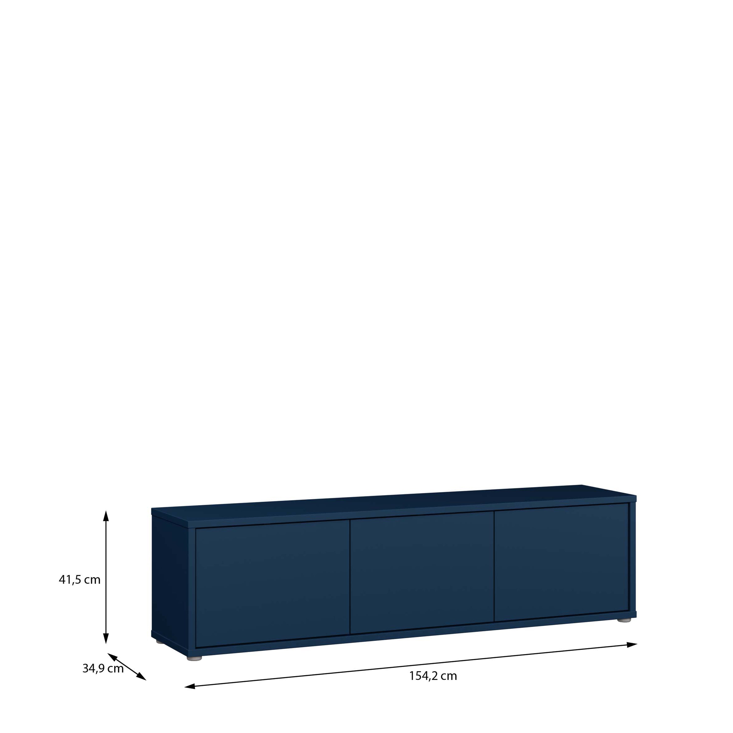 Alyson Wide TV Cabinet with 3 Doors Push-to-Open in Night Blue
