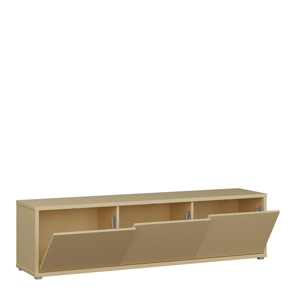 Alyson Wide TV Cabinet with 3 Doors Push-to-Open in Butter Yellow