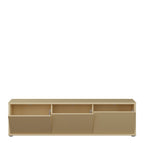 Alyson Wide TV Cabinet with 3 Doors Push-to-Open in Butter Yellow